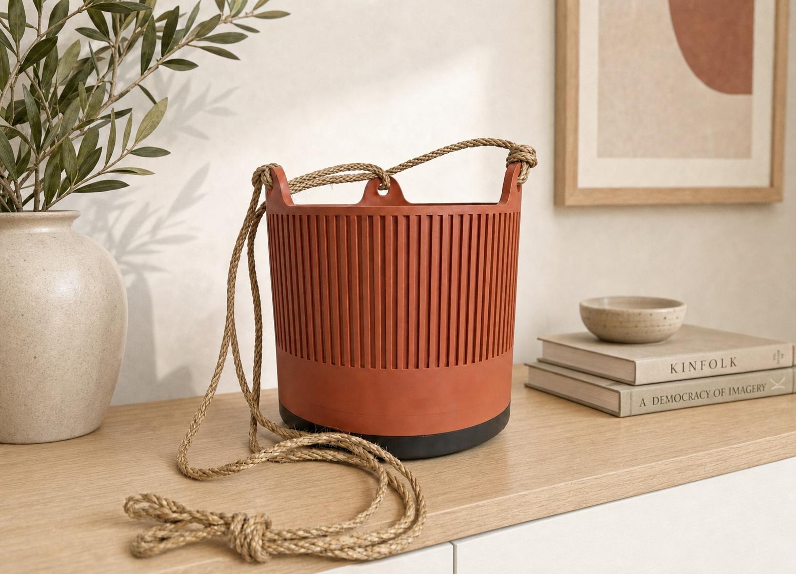 Hanging Planter Indoor with Drainage Saucer, Modern Fluted Plant Pot, Pothos Hanger, Housewarming Gift